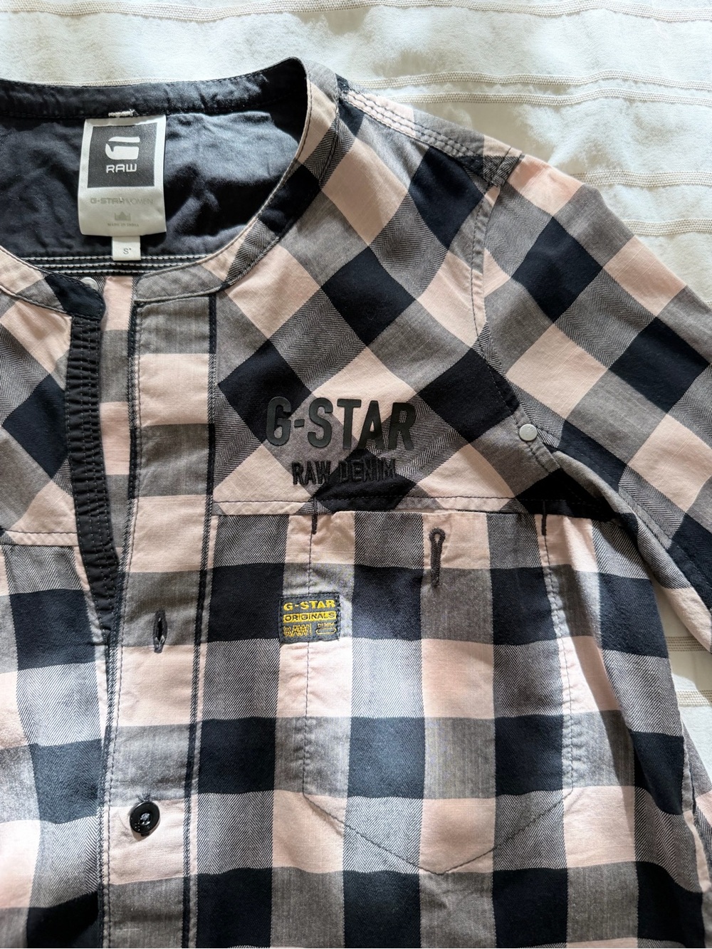 G-Star blush & Black Plaid women’s tunic Shirt